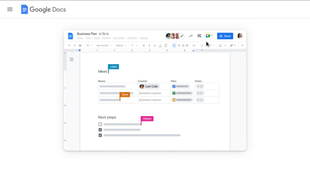 google docs demo screenshot